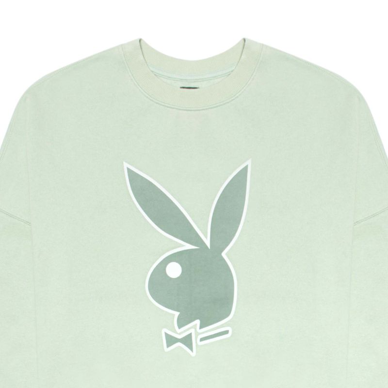 Hanorac Cu Gluga Dama Playboy Clasici Bunny Crewneck Verde Menta Verzi | IMUY-54290