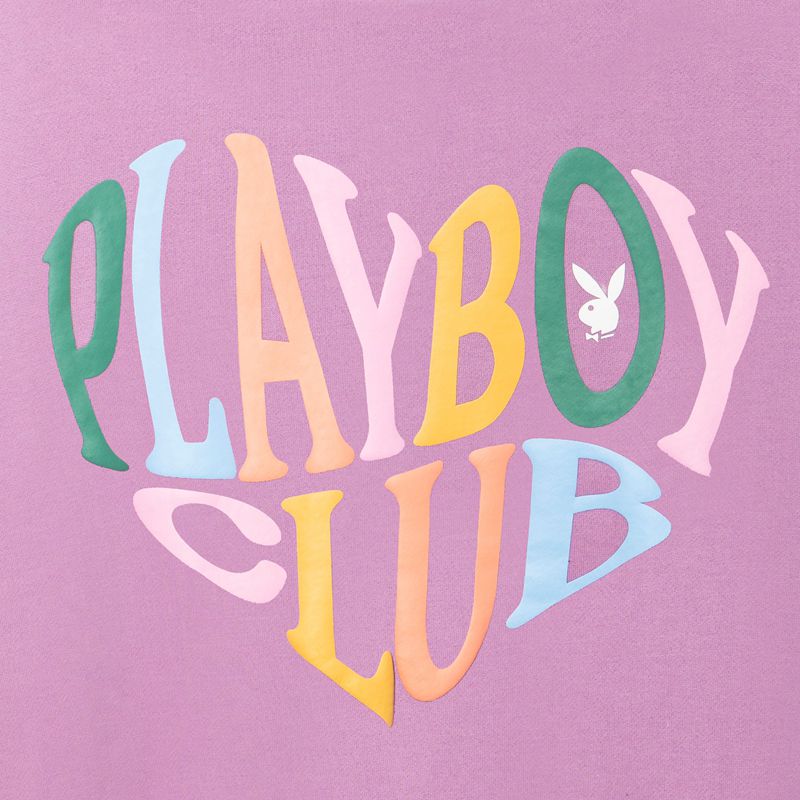 Hanorac Cu Gluga Dama Playboy Club Crewneck Lavanda | EIXS-10687