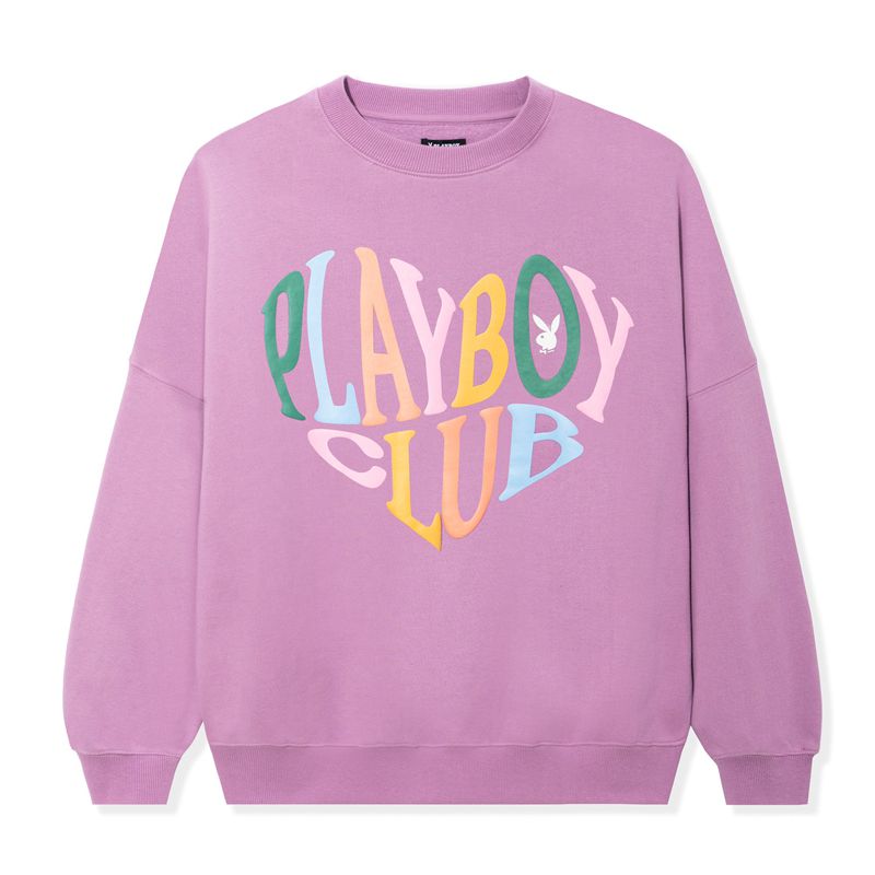 Hanorac Cu Gluga Dama Playboy Club Crewneck Lavanda | EIXS-10687