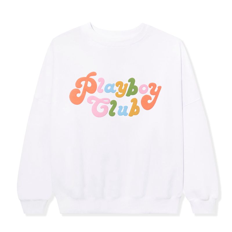 Hanorac Cu Gluga Dama Playboy Club Rainbow Crewneck Albi | JAHL-93715