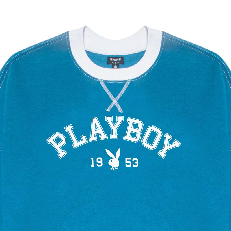 Hanorac Cu Gluga Dama Playboy Contrast 1953 Crewneck Albastri | UTEF-18496