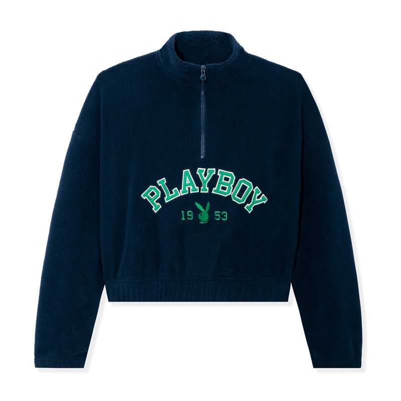 Hanorac Cu Gluga Dama Playboy Fleece Half-Zip Albastri | AEYW-29068