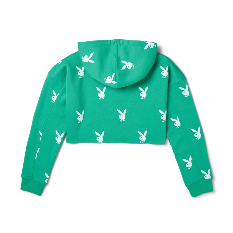 Hanorac Cu Gluga Dama Playboy Green Bunny Verzi | XYMP-78095