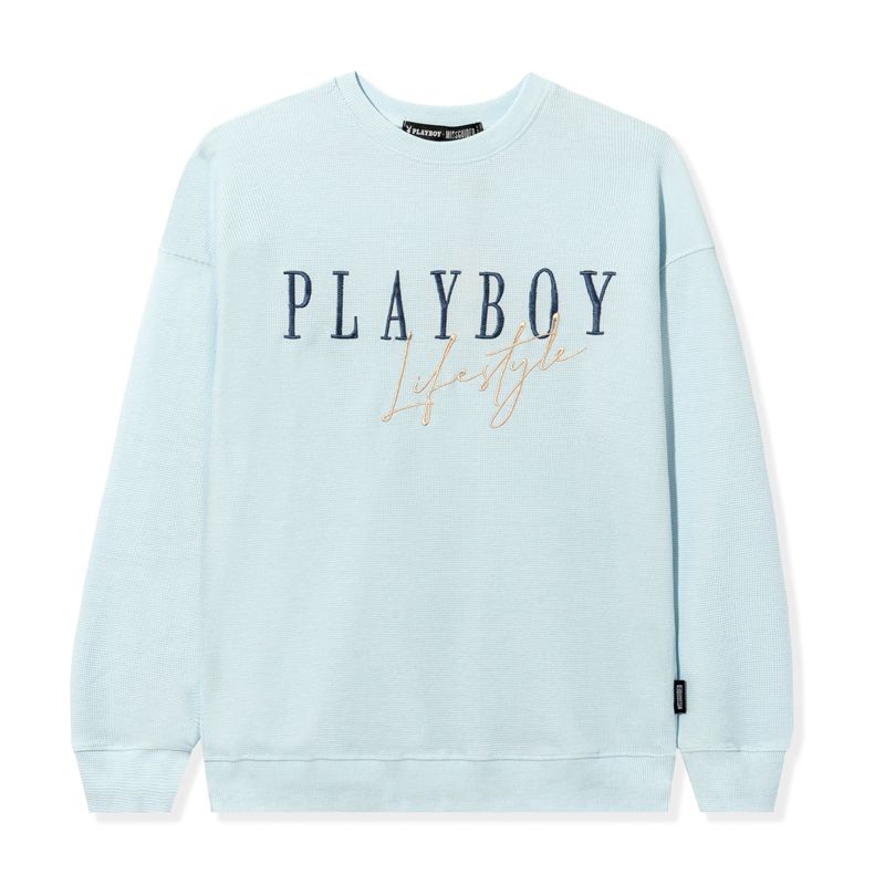 Hanorac Cu Gluga Dama Playboy Lifestyle Crewneck Albastri Deschis | VJGE-52701