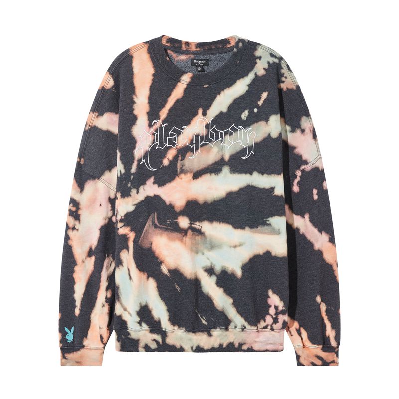 Hanorac Cu Gluga Dama Playboy Tie-Dye Grunge Crewneck Colorati | QAWL-47038