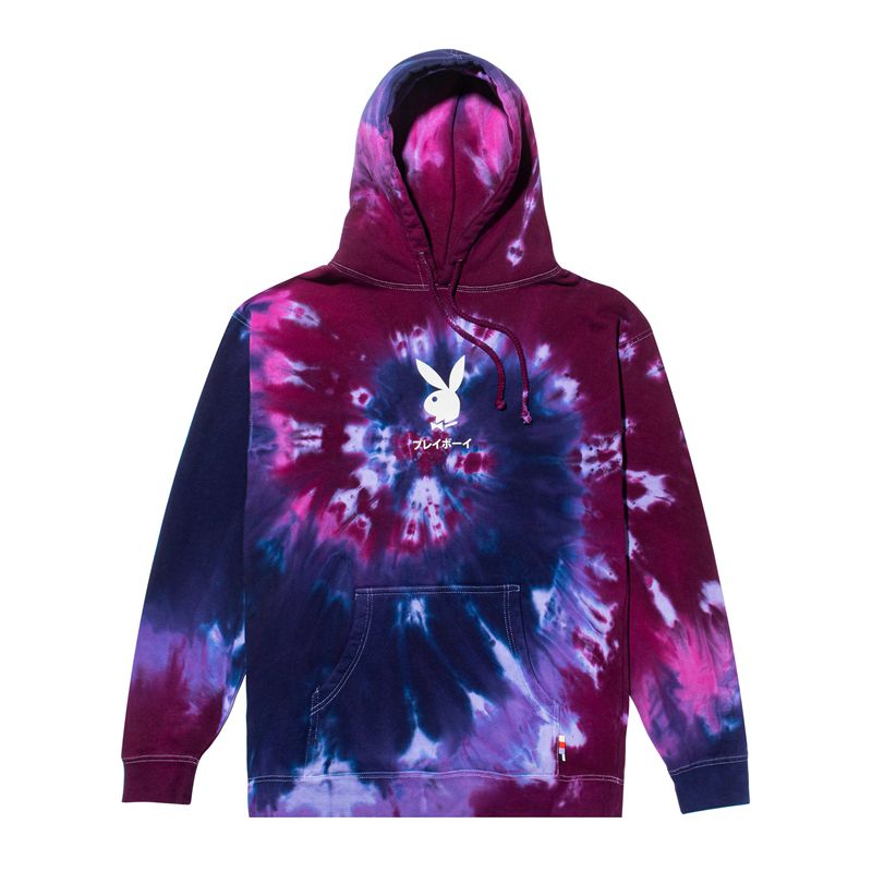 Hanorac Cu Gluga Dama Playboy Tokyo Club Tie-Dye Rosii | FPJE-05183