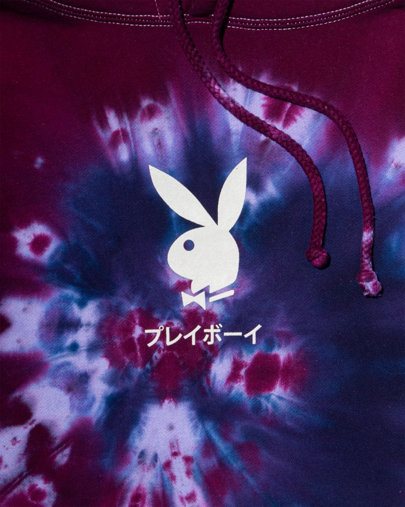 Hanorac Cu Gluga Dama Playboy Tokyo Club Tie-Dye Rosii | FPJE-05183