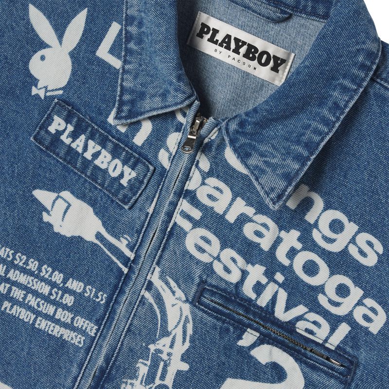 Jacheta Barbati Playboy Jazz Denim Jacket Albastri | QCPD-61897