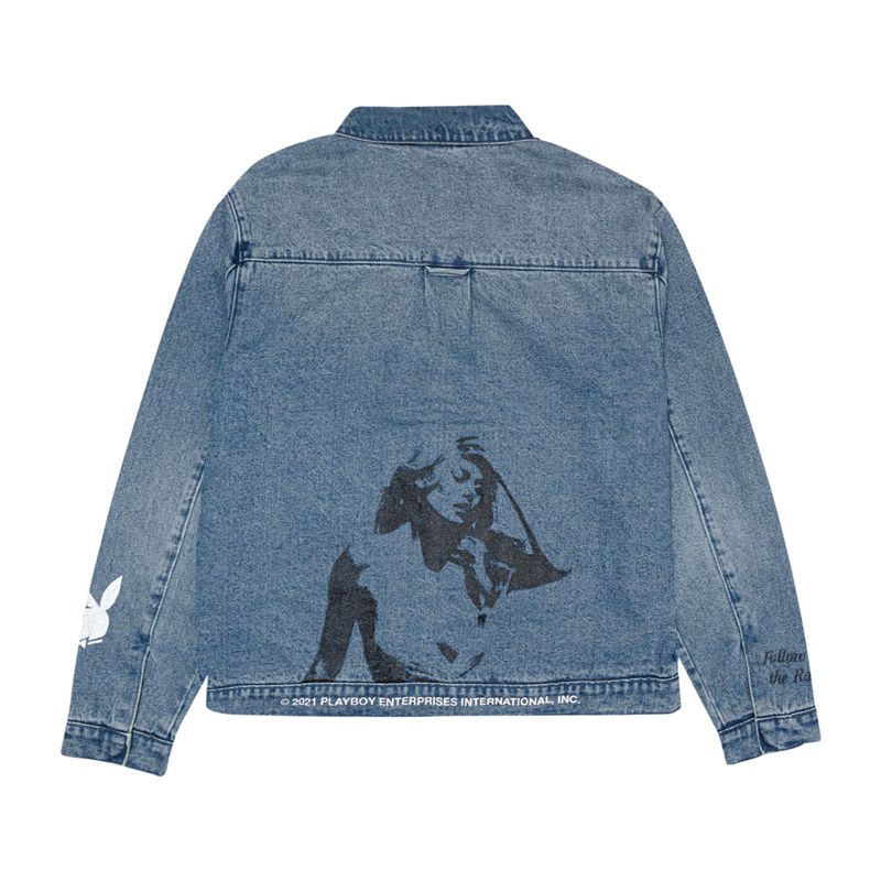 Jacheta Barbati Playboy Lost Years Denim Jacket Indigo | BSRF-96817