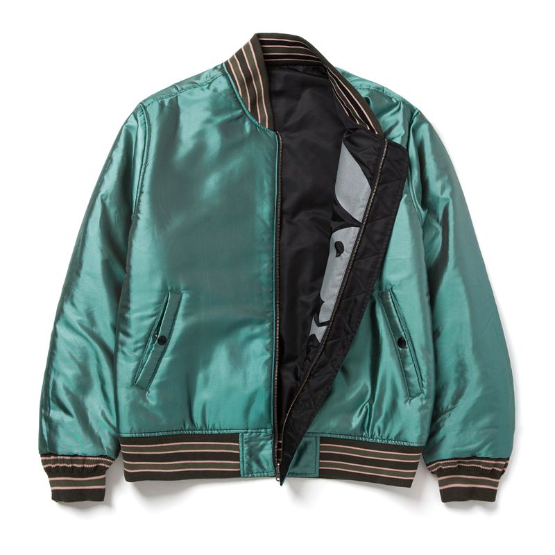 Jacheta Barbati Playboy X Huf Reversible Bomber Jacket Negrii Verzi | CGIM-92573