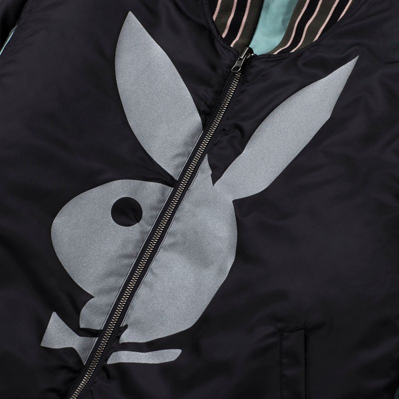 Jacheta Barbati Playboy X Huf Reversible Bomber Jacket Negrii Verzi | CGIM-92573