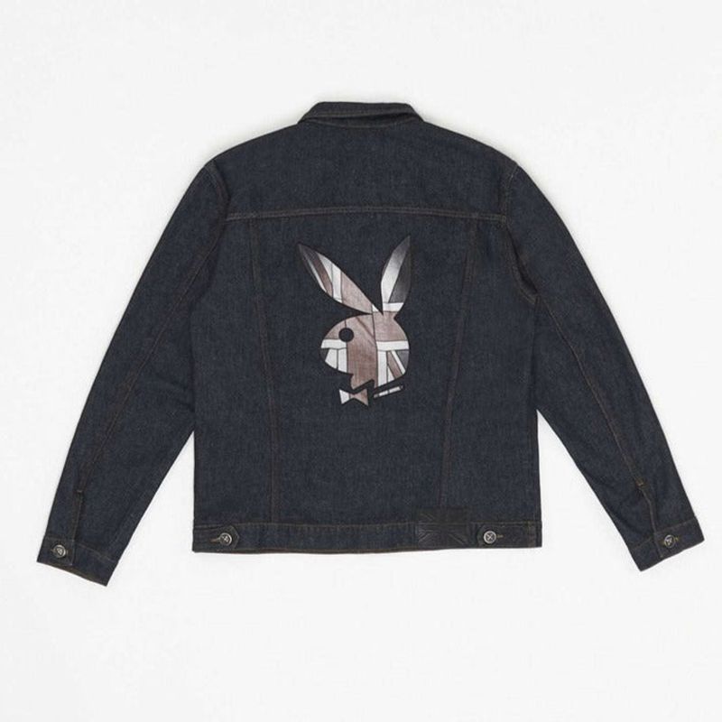 Jacheta Barbati Playboy X John Richmond Denim Jacket Albastri Inchis | UZKO-93081