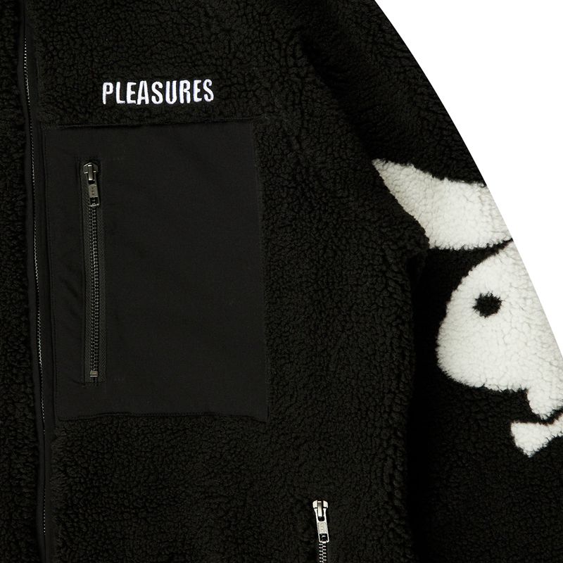 Jacheta Barbati Playboy X Pleasures Bunny Sherpa Zip Up Jacket Negrii | LPHD-16974