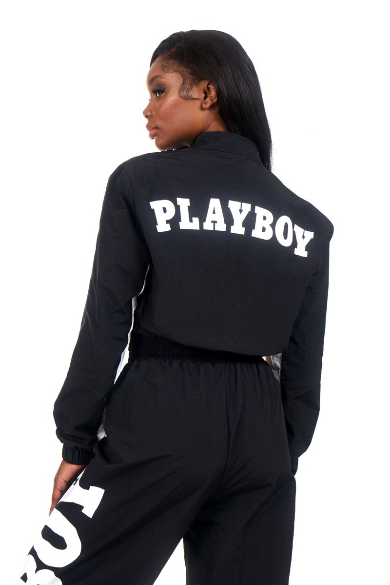 Jacheta Dama Playboy Active Half Zip Negrii | QNKT-83529