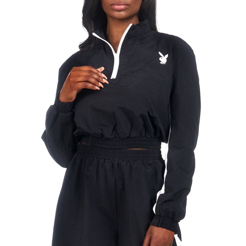 Jacheta Dama Playboy Active Half Zip Negrii | QNKT-83529