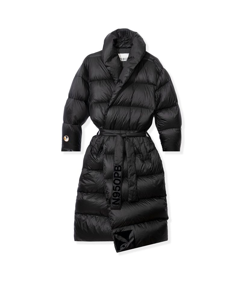 Jacheta Dama Playboy Belted Long Puffer Negrii | GWJK-53971