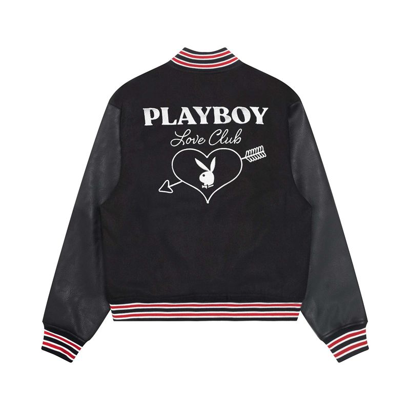 Jacheta Dama Playboy Love Club Letterman Bomber Gri Inchis | KOUA-69238