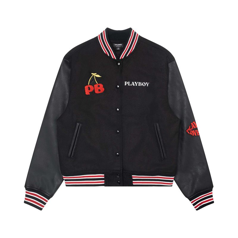 Jacheta Dama Playboy Love Club Letterman Bomber Gri Inchis | KOUA-69238