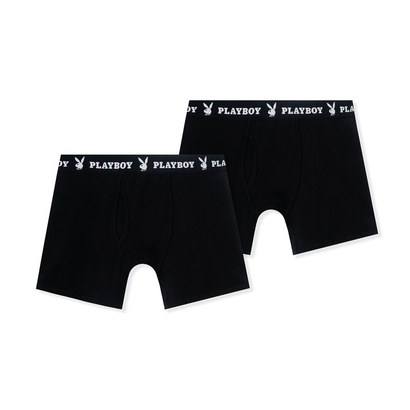 Lenjerie Barbati Playboy 2-Pack Boxer Briefs Negrii | IQXD-80912