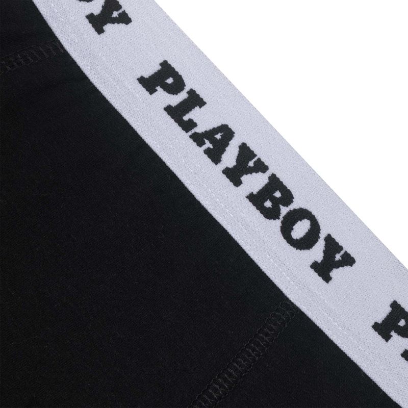 Lenjerie Barbati Playboy Clasici Boxer Brief Negrii Albi | ZKGO-36781