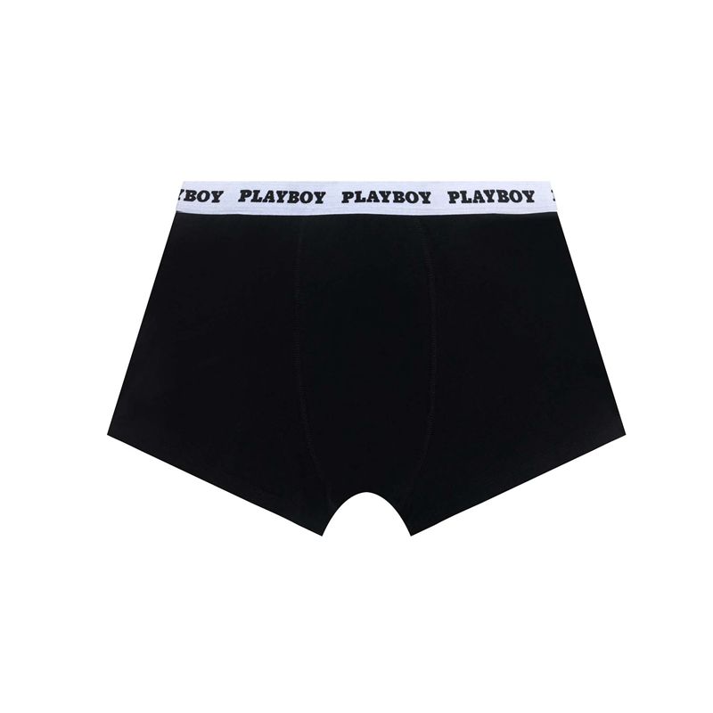 Lenjerie Barbati Playboy Clasici Boxer Brief Negrii Albi | ZKGO-36781