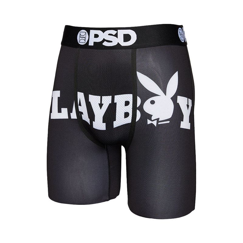 Lenjerie Barbati Playboy Logo Boxer Brief Negrii Albi | COJP-59876