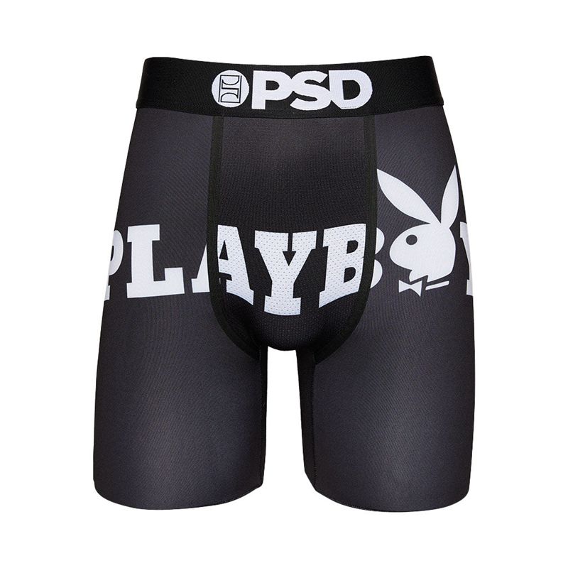 Lenjerie Barbati Playboy Logo Boxer Brief Negrii Albi | COJP-59876