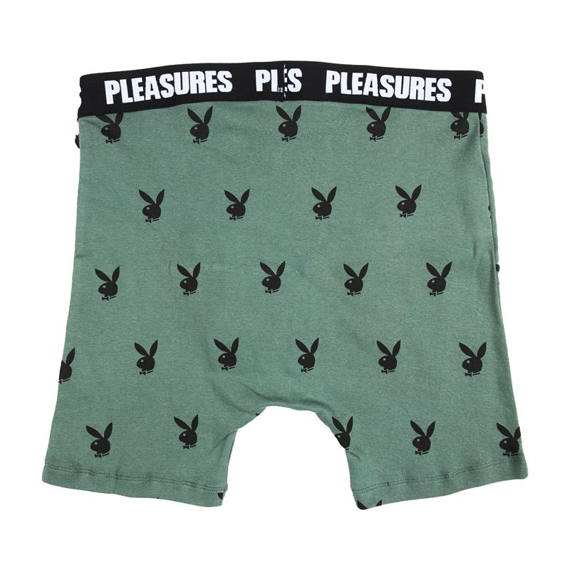 Lenjerie Barbati Playboy X Pleasures Boxer Briefs Set Negrii Verzi | YHMR-82197