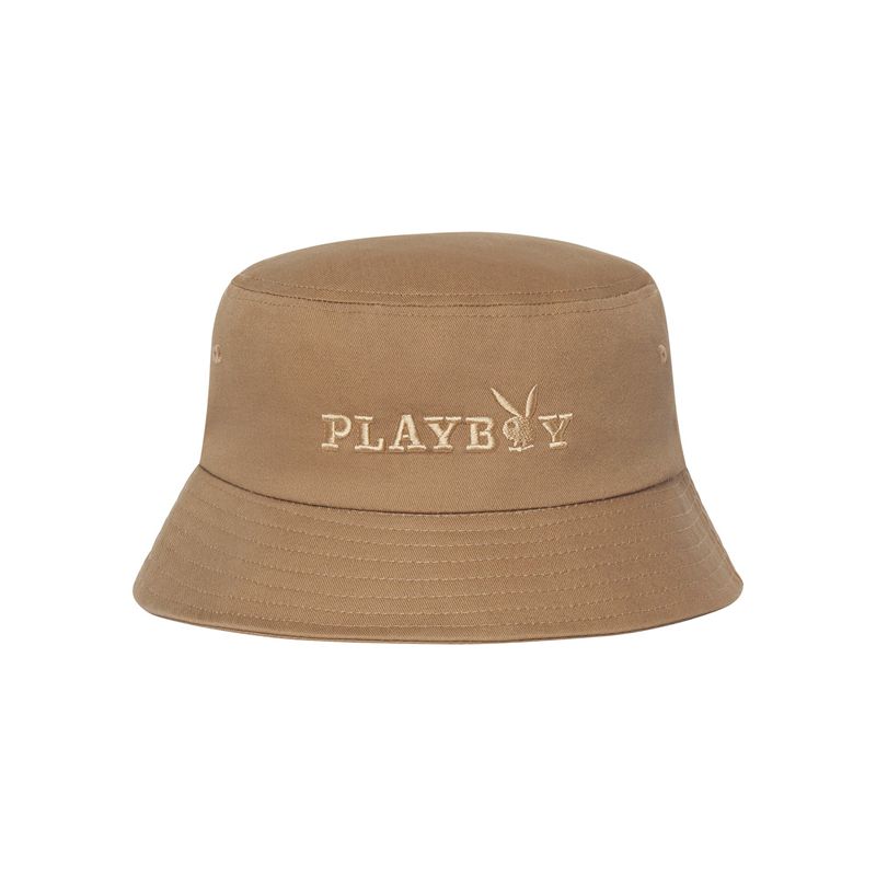 Palarie Barbati Playboy Brown Embroidered Bucket Maro | OICJ-08196