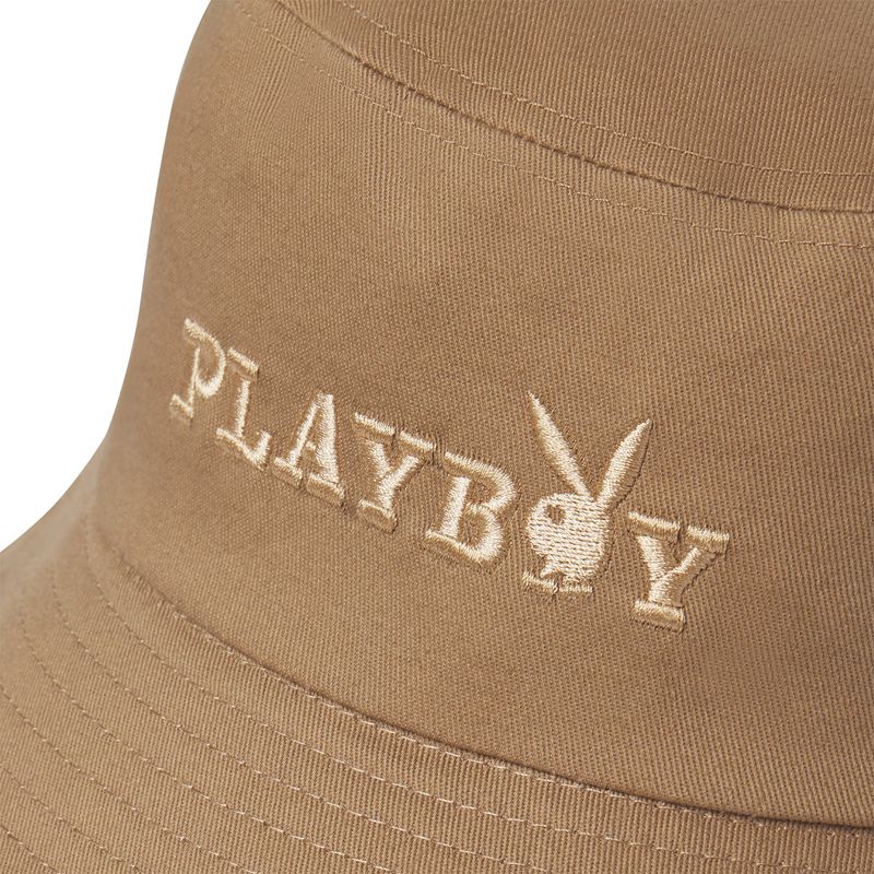 Palarie Barbati Playboy Brown Embroidered Bucket Maro | OICJ-08196