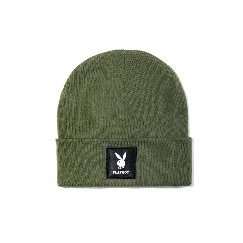 Palarie Barbati Playboy Knit Beanie With Logo Patch Verzi | KWHU-83629