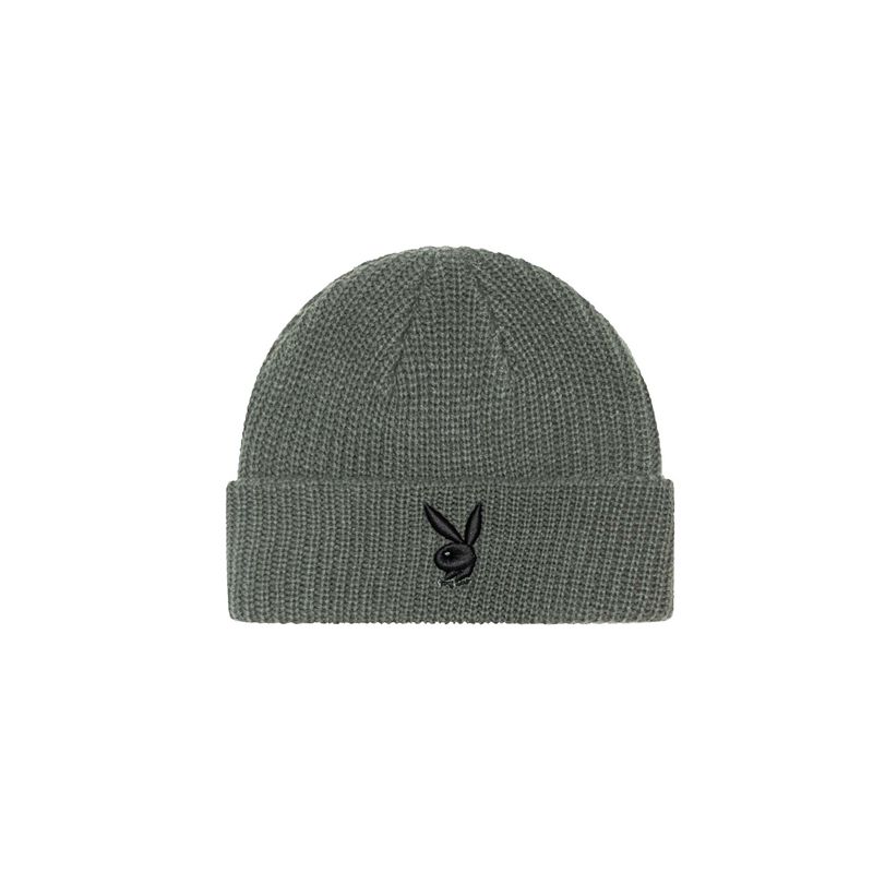 Palarie Barbati Playboy Rabbit Head Knit Beanie Negrii Albi | FCUE-35914