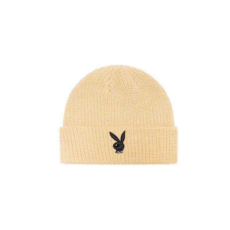 Palarie Barbati Playboy Rabbit Head Knit Beanie Negrii Albi | FCUE-35914