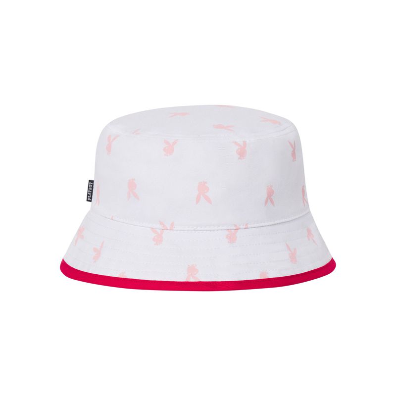 Palarie Barbati Playboy Rainbow Lining Rabbit Head Bucket Albi Roz | IKMZ-89461