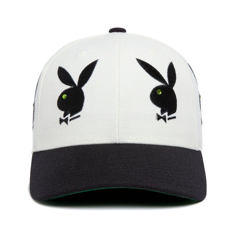 Palarie Barbati Playboy X Huf Rhinestone 6 Panel Albi | WPQO-34586