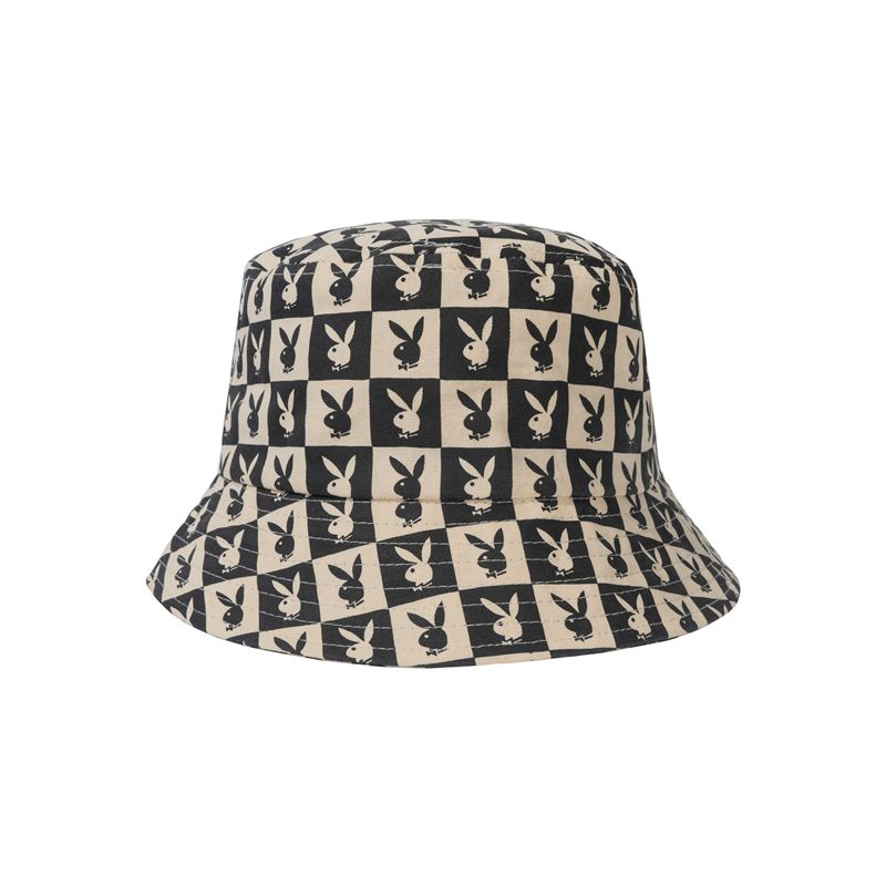 Palarie Dama Playboy Tile Print Bucket Negrii | EPJB-51407