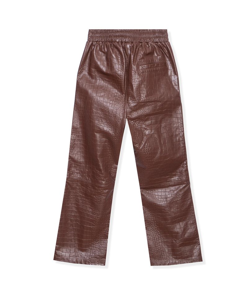 Pantaloni Barbati Playboy Crocodile Piele Flare Ciocolata | RWBT-43210