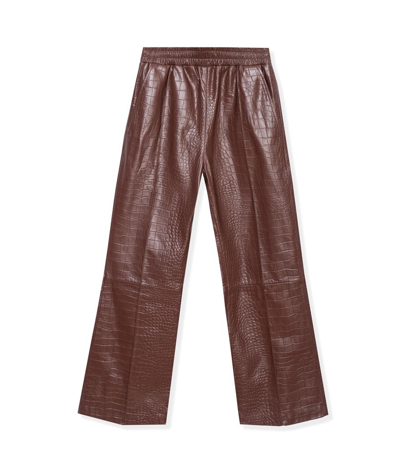 Pantaloni Barbati Playboy Crocodile Piele Flare Ciocolata | RWBT-43210