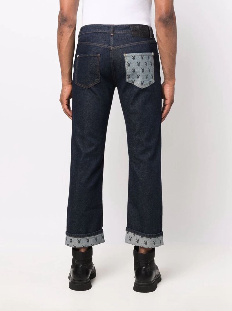 Pantaloni Barbati Playboy X John Richmond Dark Blue Albastri Inchis | RMSC-04392