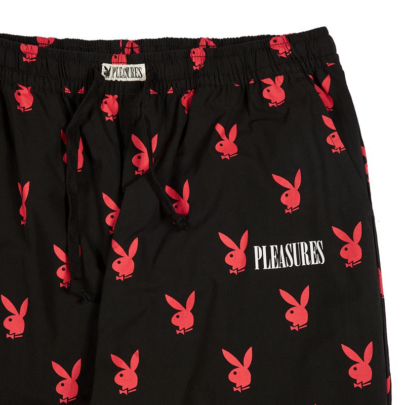 Pantaloni Barbati Playboy X Pleasures Bunny Lounge Negrii | JQIG-26495