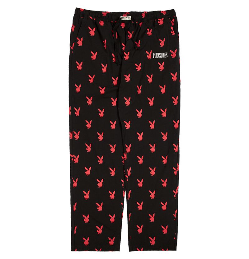 Pantaloni Barbati Playboy X Pleasures Bunny Lounge Negrii | JQIG-26495