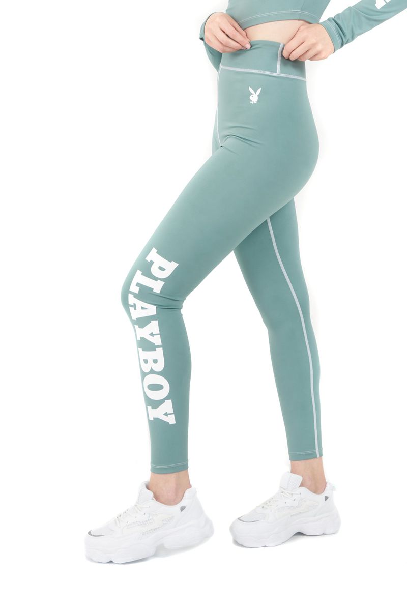 Pantaloni Dama Playboy Active Branded Legging Verzi | UXBF-43869