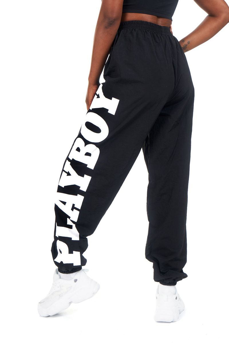 Pantaloni Dama Playboy Active Nailon Joggers Negrii | MEWZ-50237