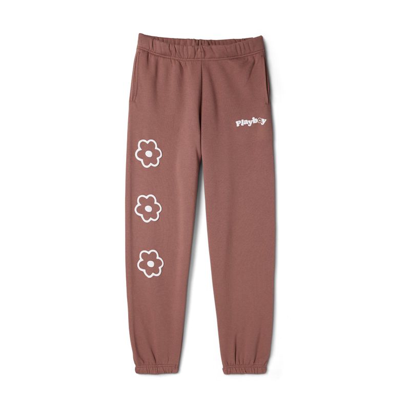 Pantaloni Dama Playboy Flower Camp Clasici Sweats Maro | MOED-05236