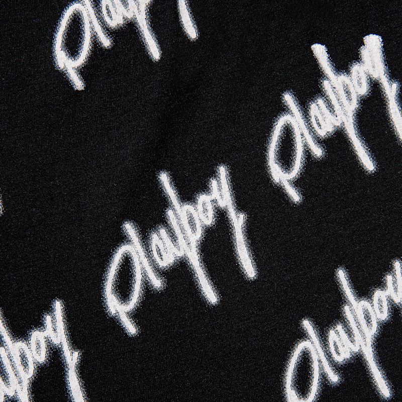 Pantaloni Dama Playboy Graffiti Script Legging Negrii Albi | OWZK-54723