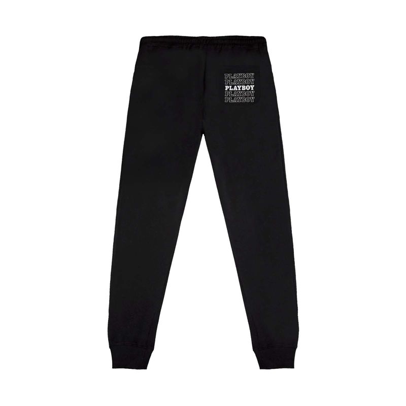 Pantaloni Dama Playboy Masthead Jogger Negrii Albi | DZSB-63472