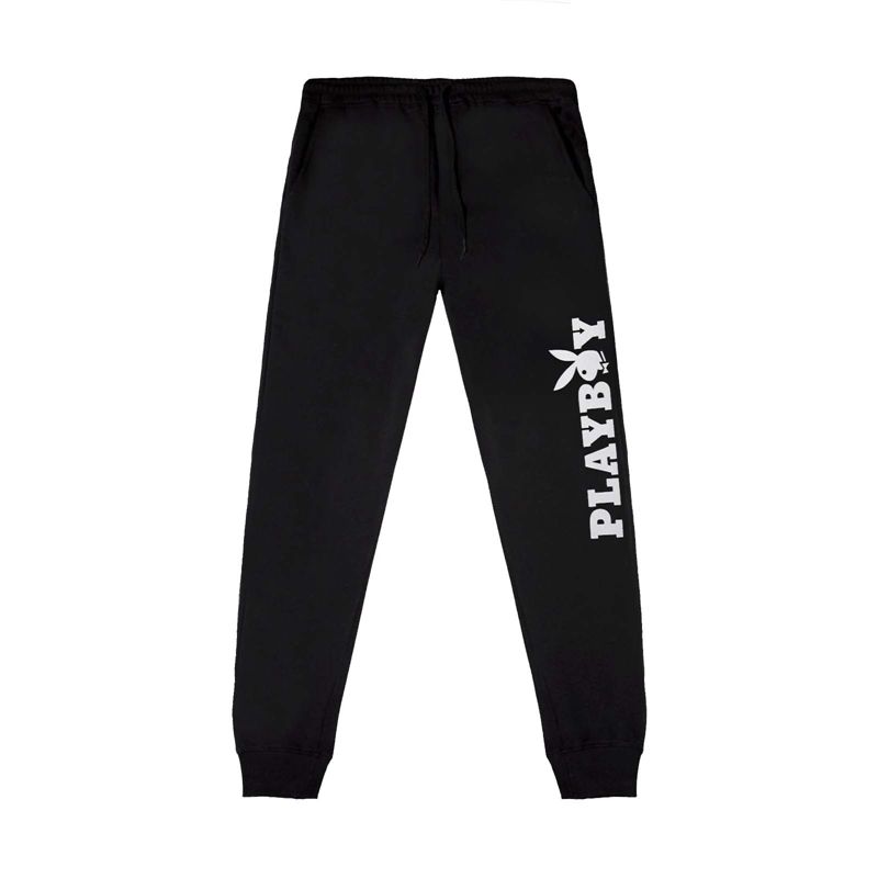 Pantaloni Dama Playboy Masthead Jogger Negrii Albi | DZSB-63472