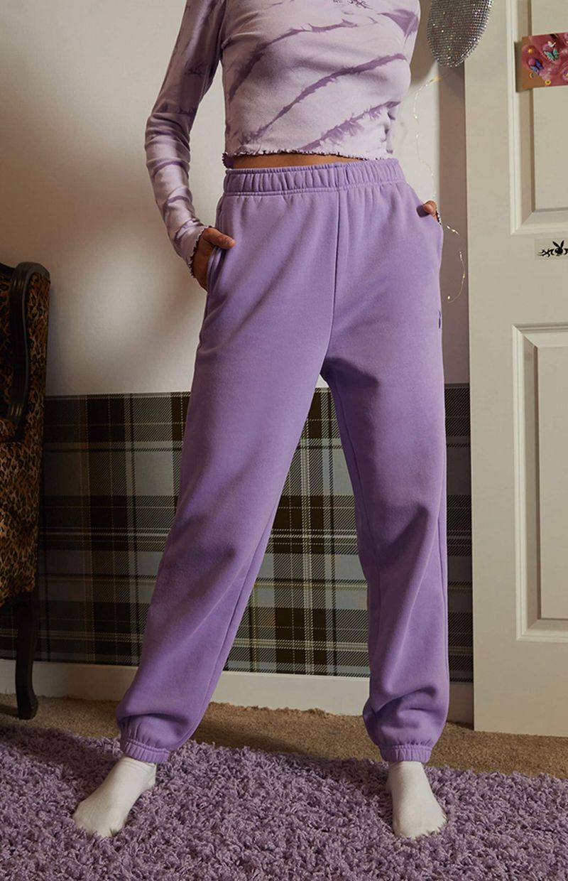 Pantaloni Dama Playboy Purple Masthead Sweat Violet | YIVD-37065