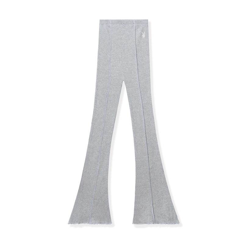 Pantaloni Dama Playboy Ribbed Flare S Gri Inchis Negrii | RVEW-51846