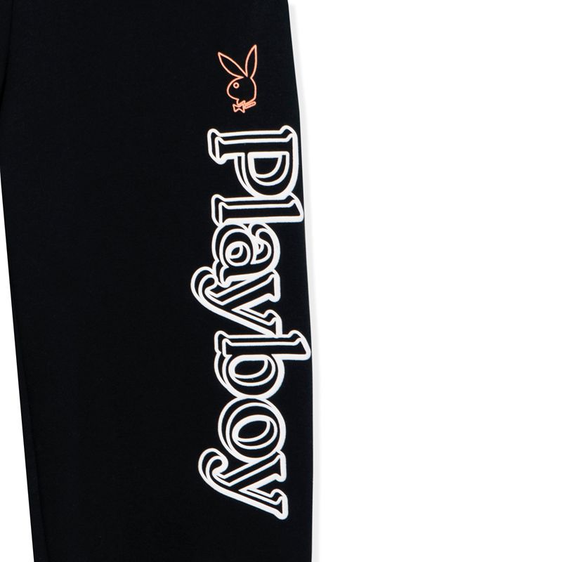 Pantaloni Dama Playboy Smile Club Sweats Negrii | TFYW-42879